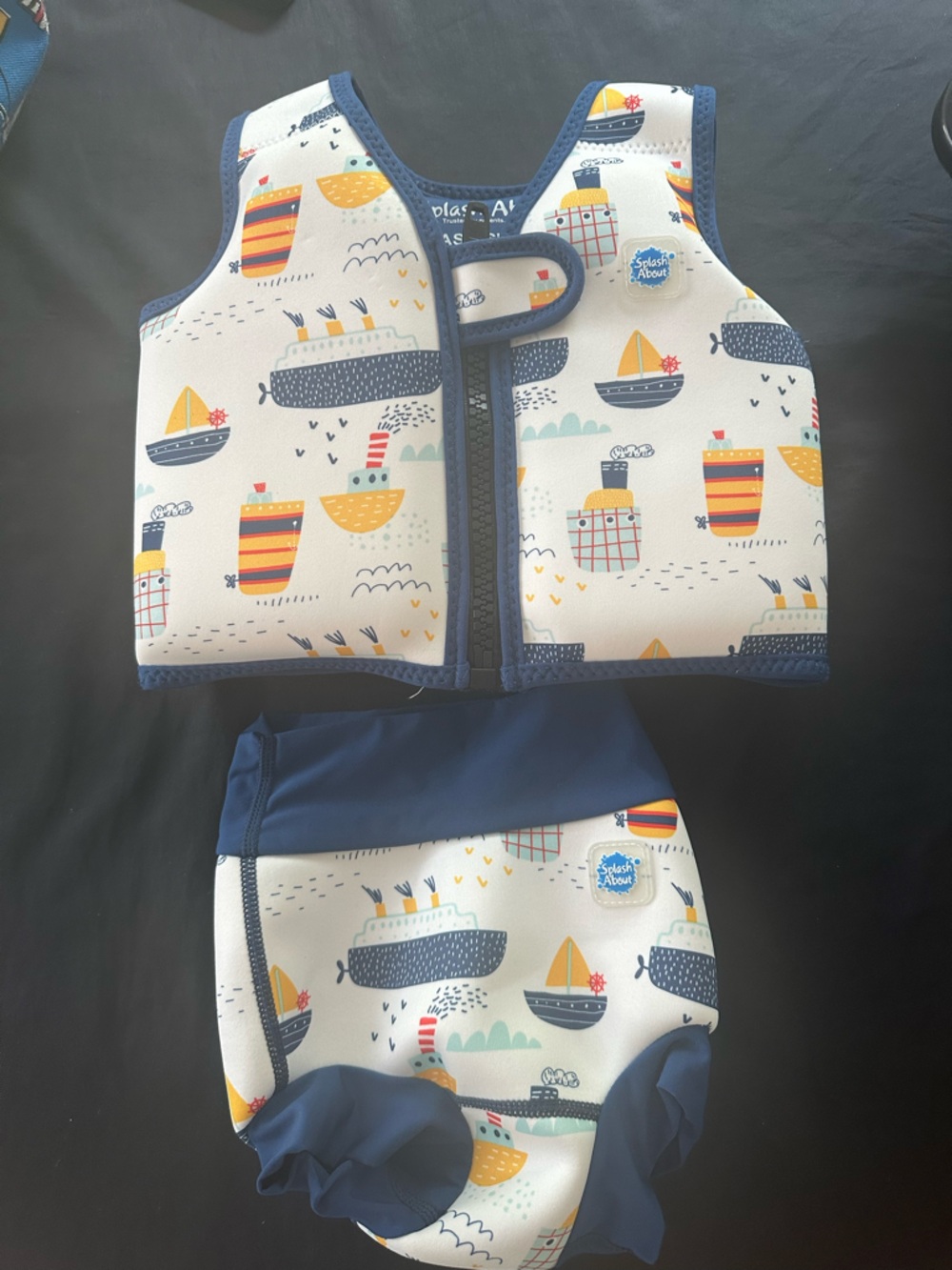 Kids Float Vest & Swim Trunks Set - Nautical Boats Print - Splash About